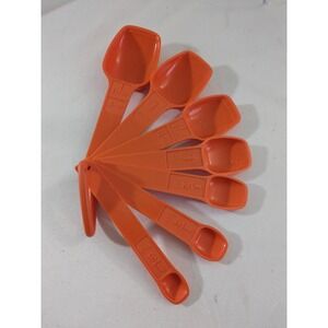Tupperware Orange Plastic Measuring Spoons Set Kitchen Baking Cooking Utensils
